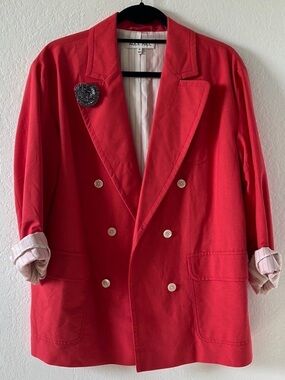 Alex Mill Coral-Red Double-Breasted Women's Blazer